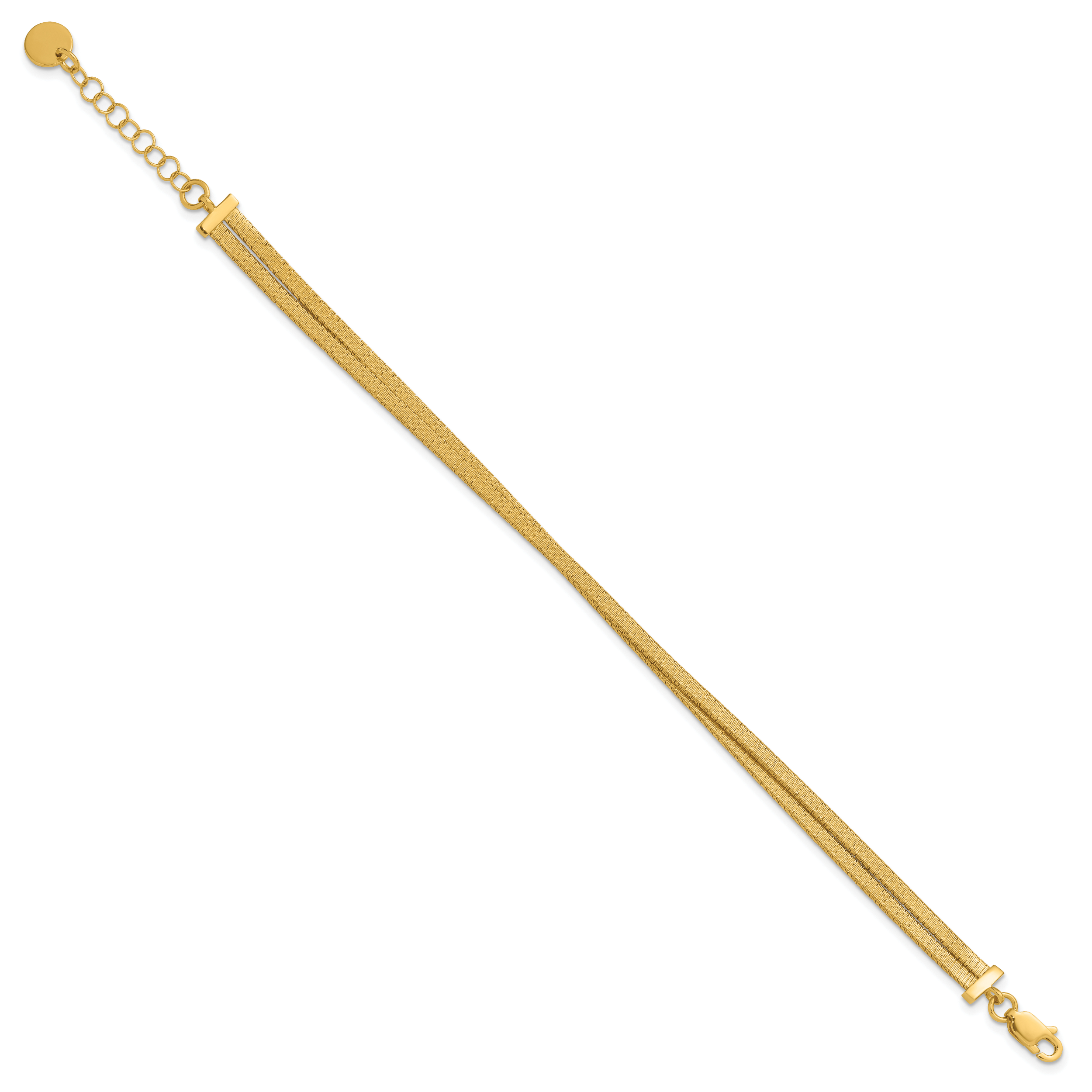 Sterling Silver Gold-pl Satin/Textured 2-Strand w/1in ext. Bracele Secondary image