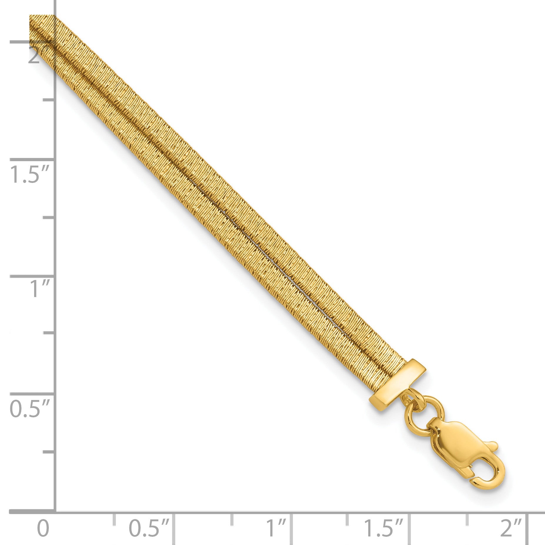 Sterling Silver Gold-pl Satin/Textured 2-Strand w/1in ext. Bracele