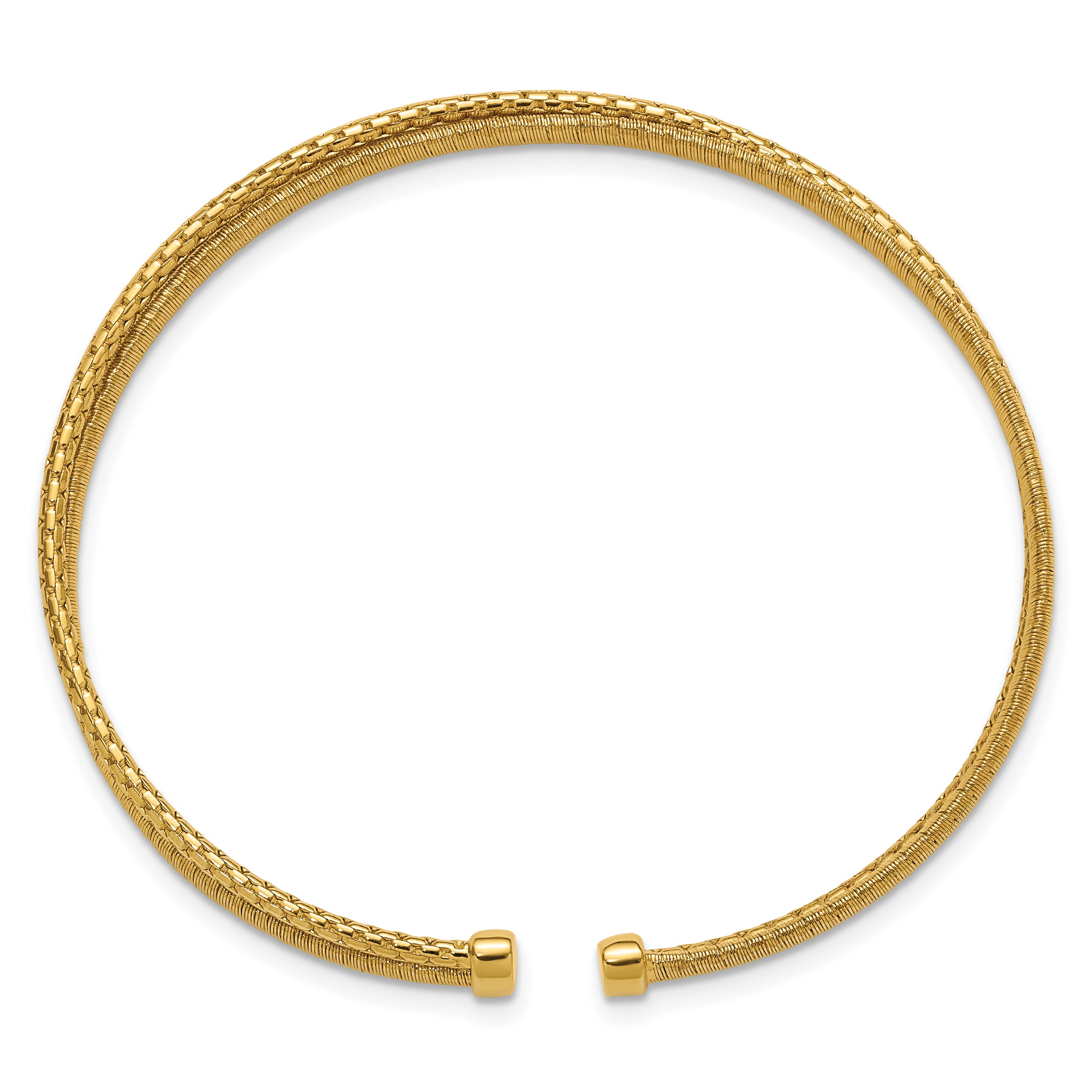 Sterling Silver Gold-plated Polished/Satin/Textured Flexible Cuff Secondary image