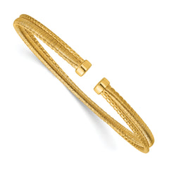 Sterling Silver Gold-plated Polished/Satin/Textured Flexible Cuff