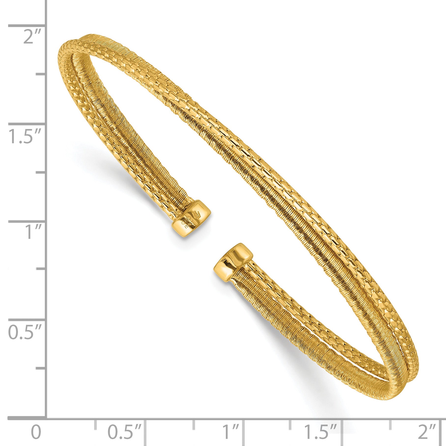 Sterling Silver Gold-plated Polished/Satin/Textured Flexible Cuff