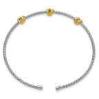 SS RH-pl and Gold-pl Polished/Textured Love Knot Flexible Cuff Ban