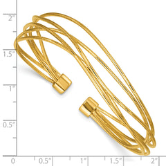 SS Gold-plated Polished and Textured Multi-strand Twist Cuff Bangl