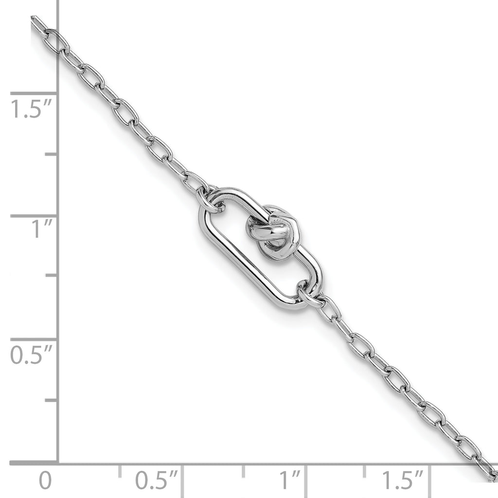 SS RH-plated Dangle Love Knot with 1in ext. Link Bracelet