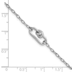 SS RH-plated Dangle Love Knot with 1in ext. Link Bracelet