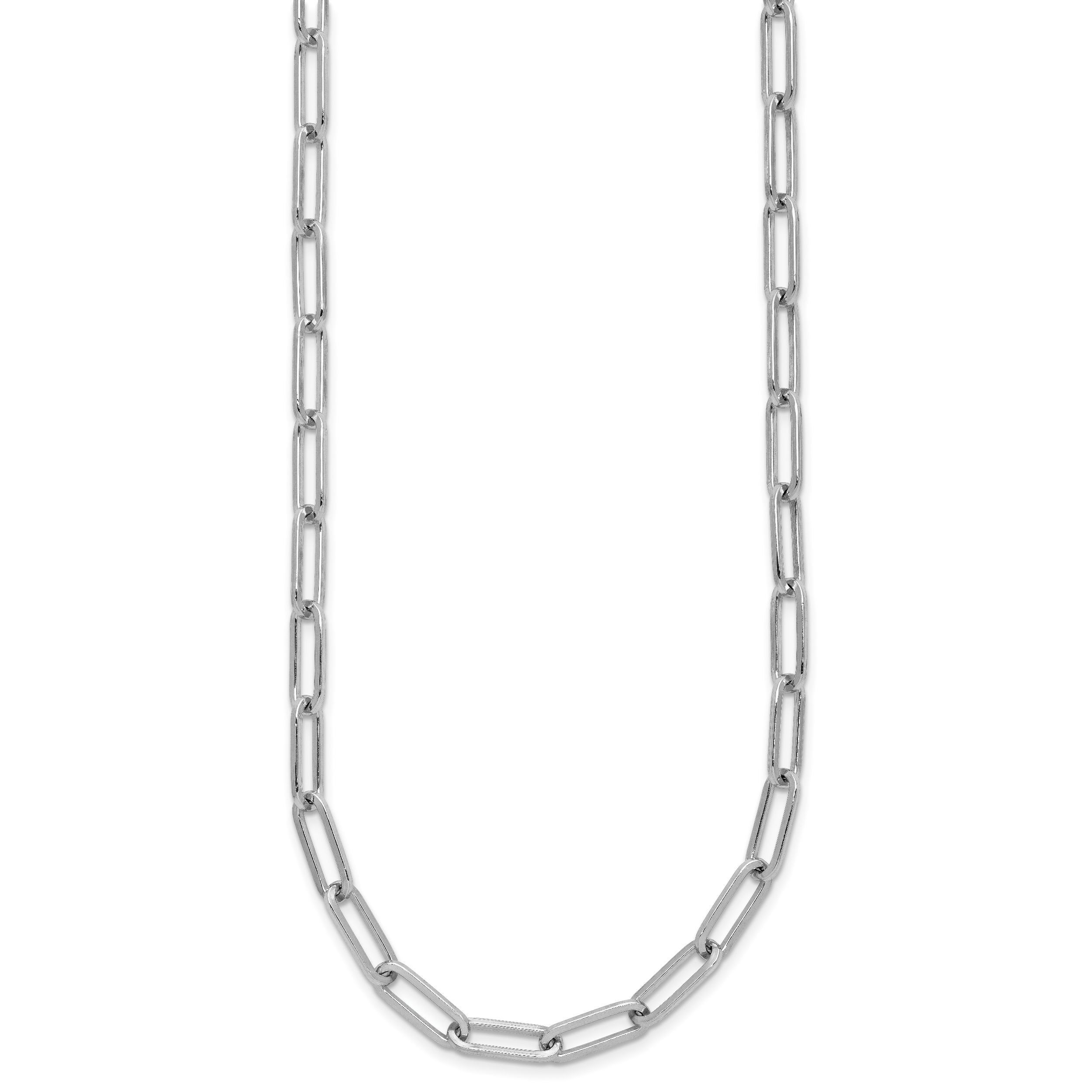Sterling Silver RH-plated Polished Paperclip Toggle Necklace Secondary image
