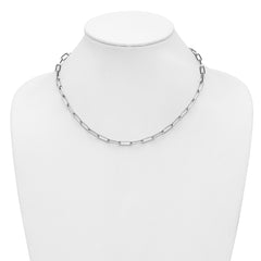 Sterling Silver RH-plated Polished Paperclip Toggle Necklace