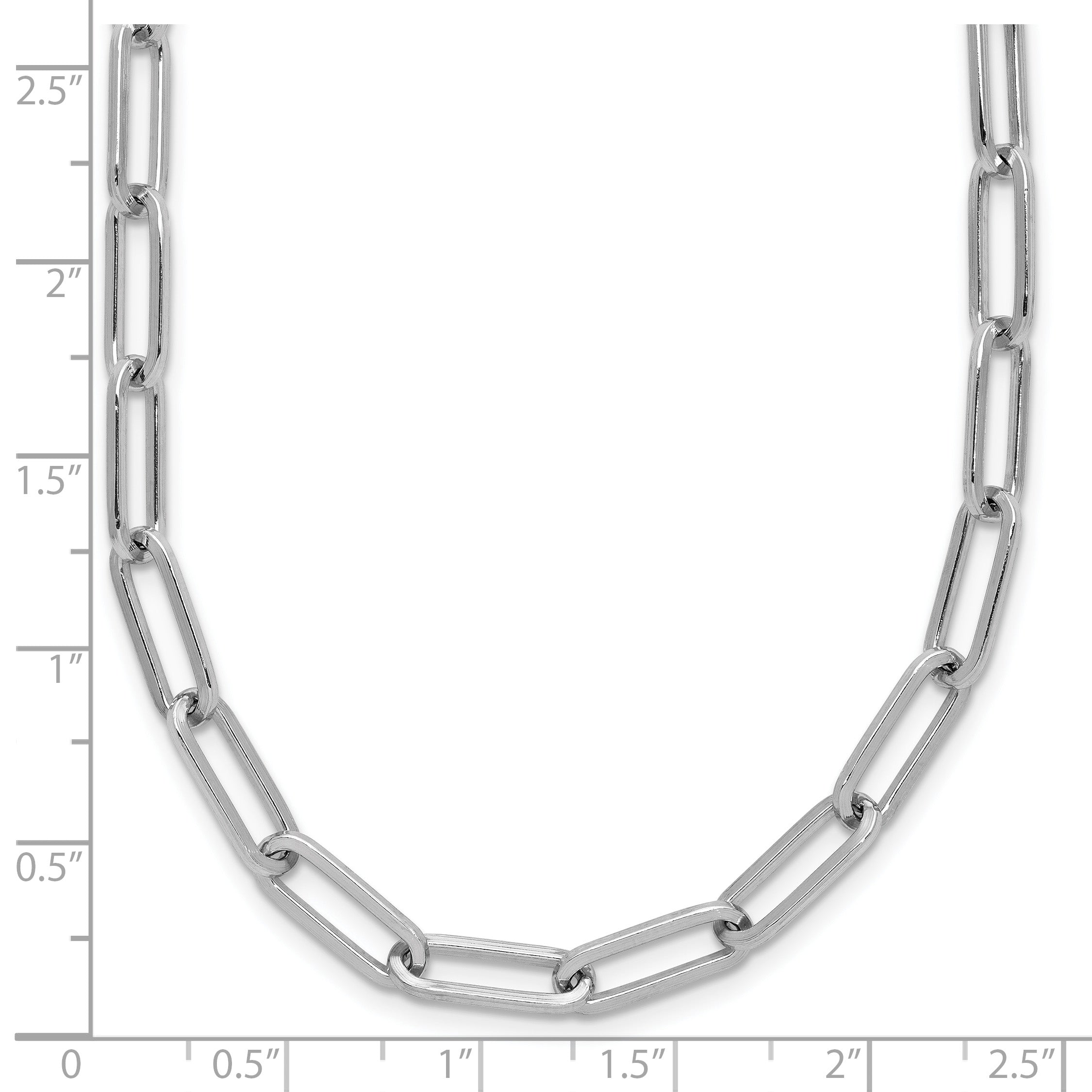 Sterling Silver RH-plated Polished Paperclip Toggle Necklace