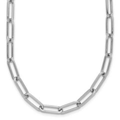Sterling Silver RH-plated Polished Paperclip Toggle Necklace