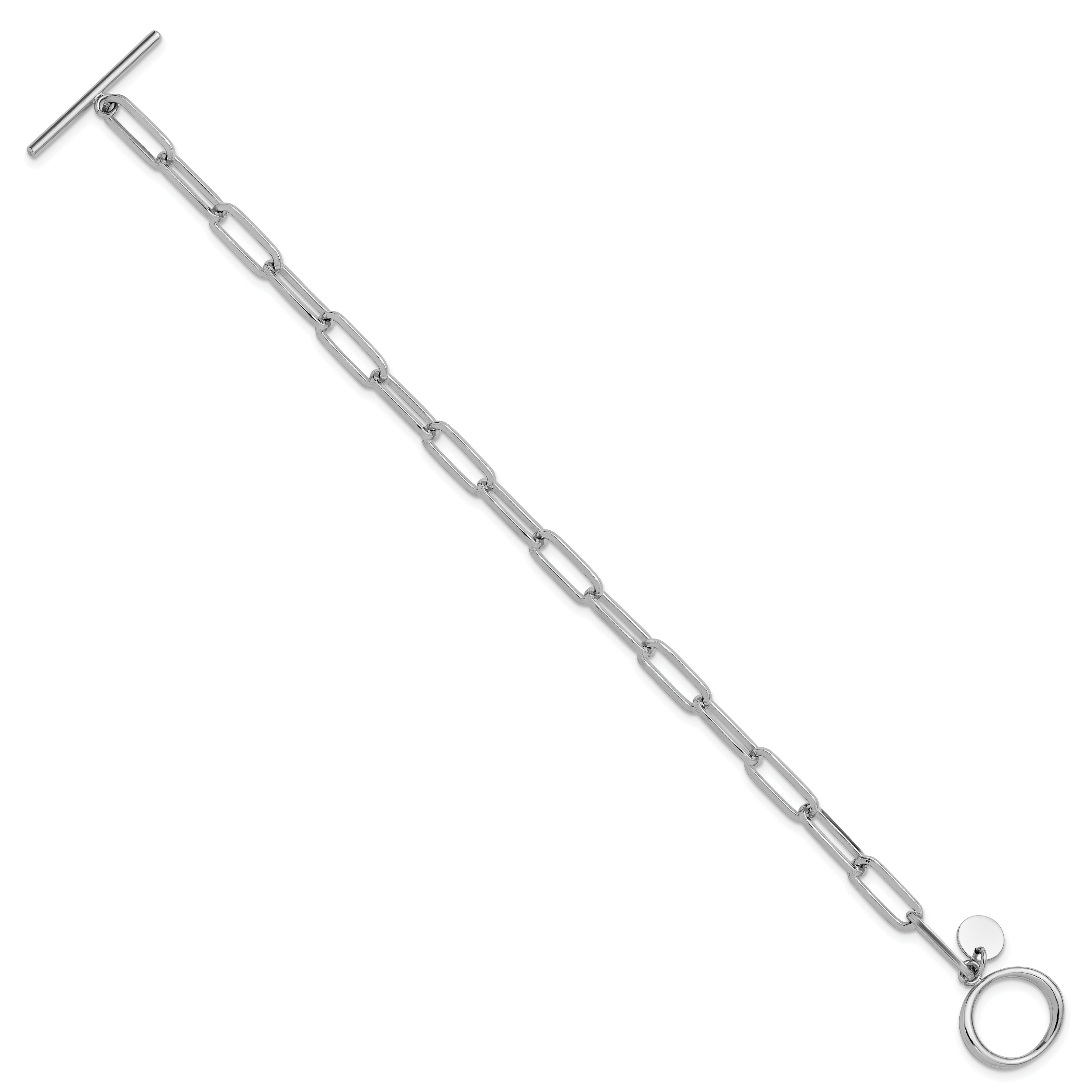 Sterling Silver RH-plated Polished Paperclip Toggle Bracelet Secondary image
