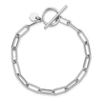 Sterling Silver RH-plated Polished Paperclip Toggle Bracelet