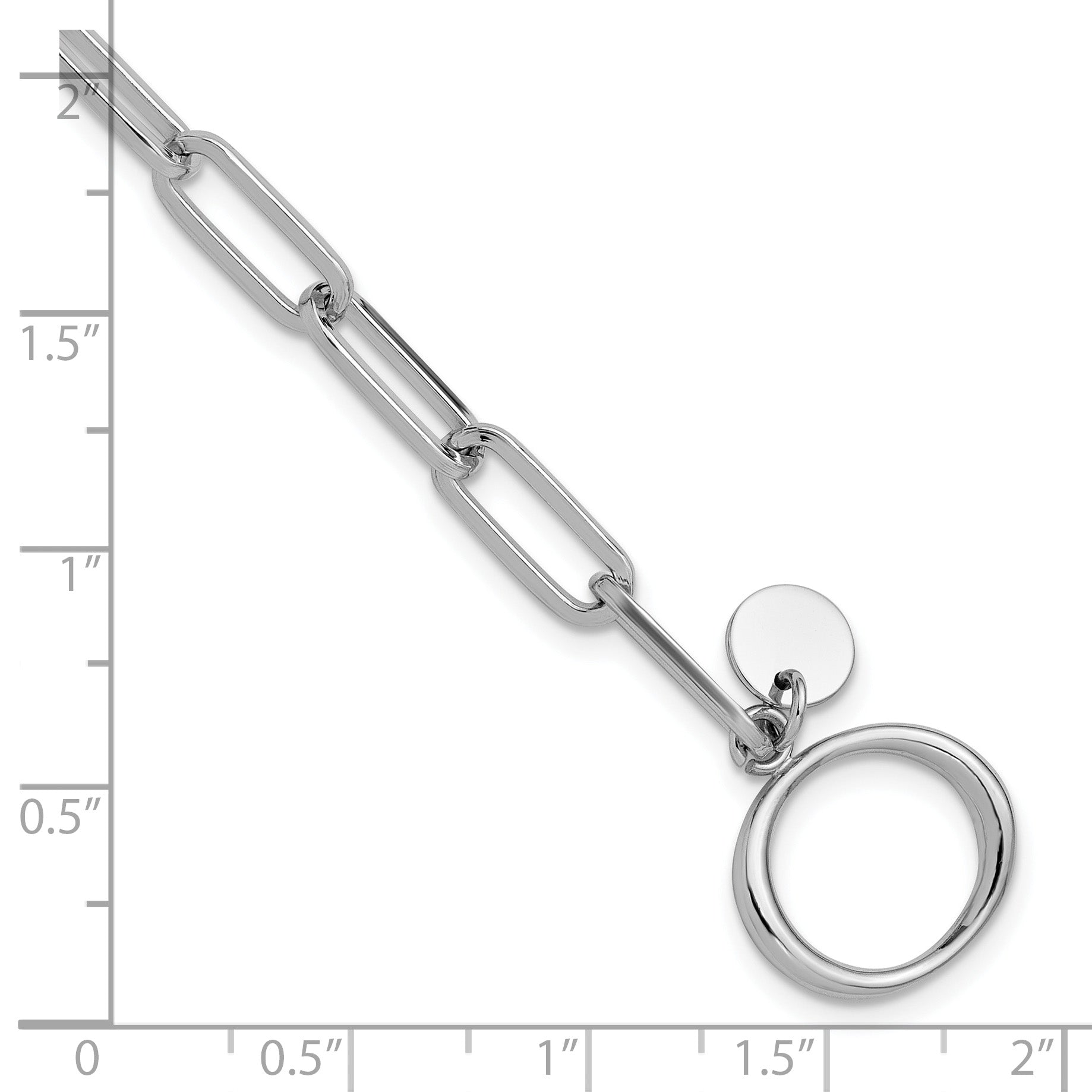 Sterling Silver RH-plated Polished Paperclip Toggle Bracelet