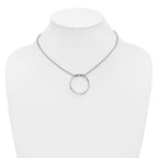 Sterling Silver RH-pl Polished/Textured Circle Pendant w/2in ext.