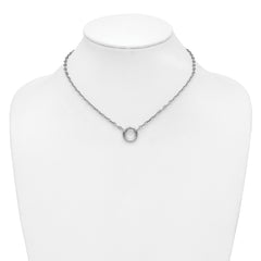 Sterling Silver RH-plated Polished Push Clasp Anchor Link Necklace