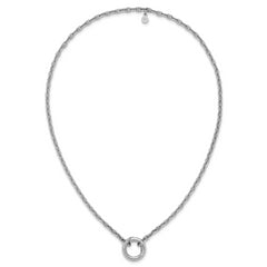 Sterling Silver RH-plated Polished Push Clasp Anchor Link Necklace
