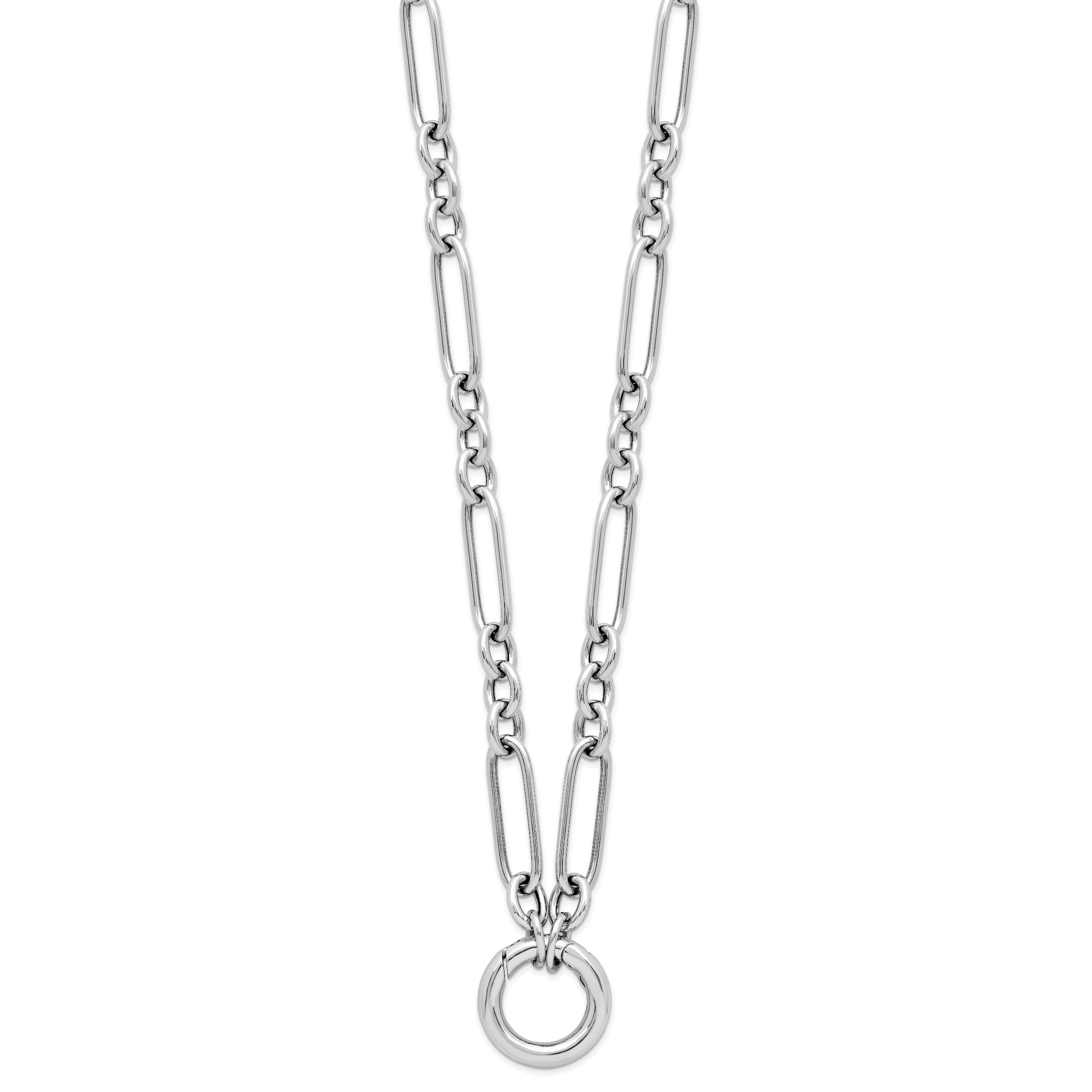 Sterling Silver RH-plated Polished Push Clasp Link  Necklace