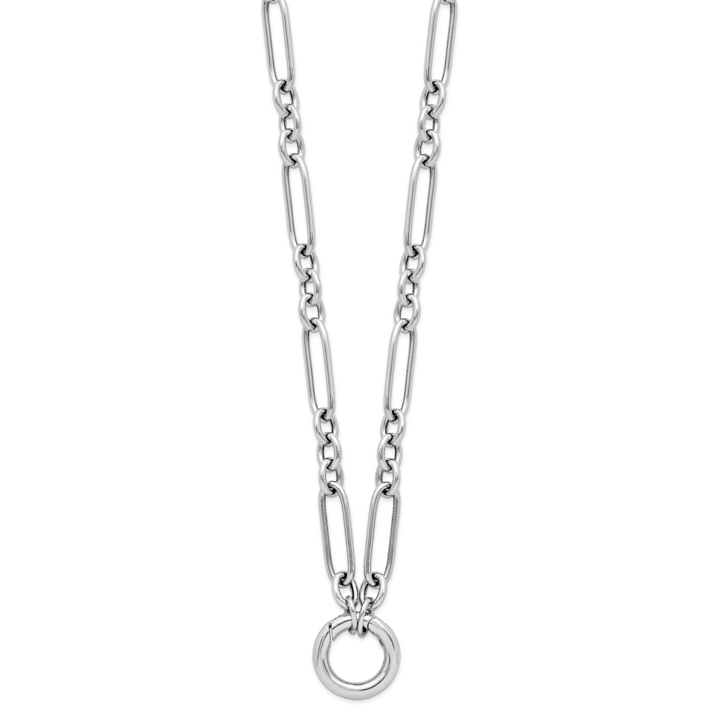 Sterling Silver RH-plated Polished Push Clasp Link  Necklace