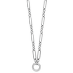 Sterling Silver RH-plated Polished Push Clasp Link  Necklace