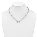 Sterling Silver RH-plated Polished Push Clasp Link  Necklace