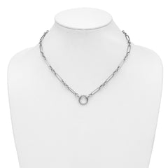 Sterling Silver RH-plated Polished Push Clasp Link  Necklace