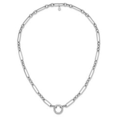 Sterling Silver RH-plated Polished Push Clasp Link  Necklace