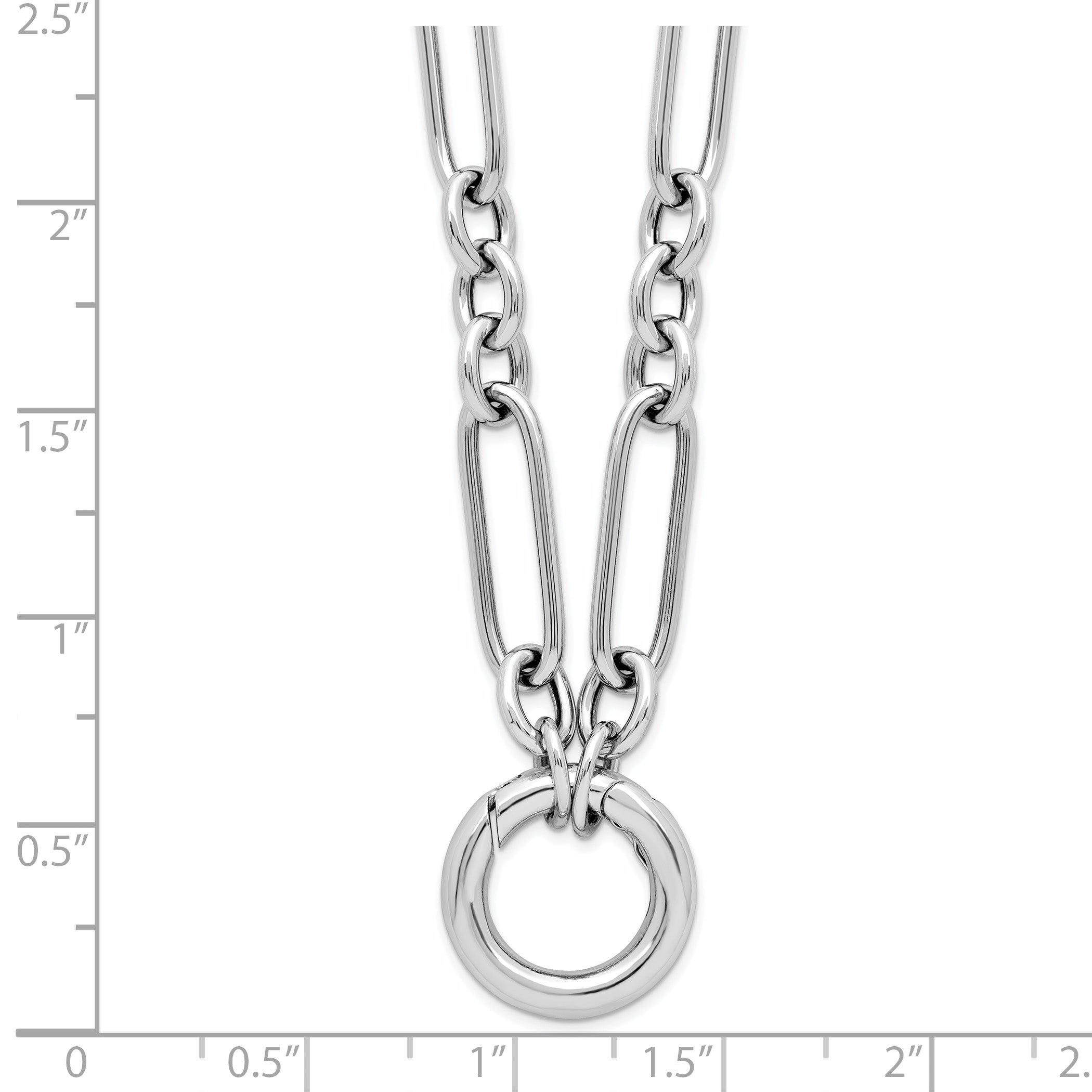 Sterling Silver RH-plated Polished Push Clasp Link  Necklace