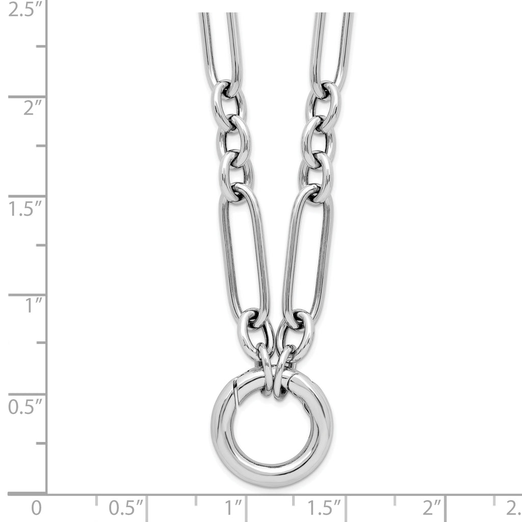 Sterling Silver RH-plated Polished Push Clasp Link  Necklace