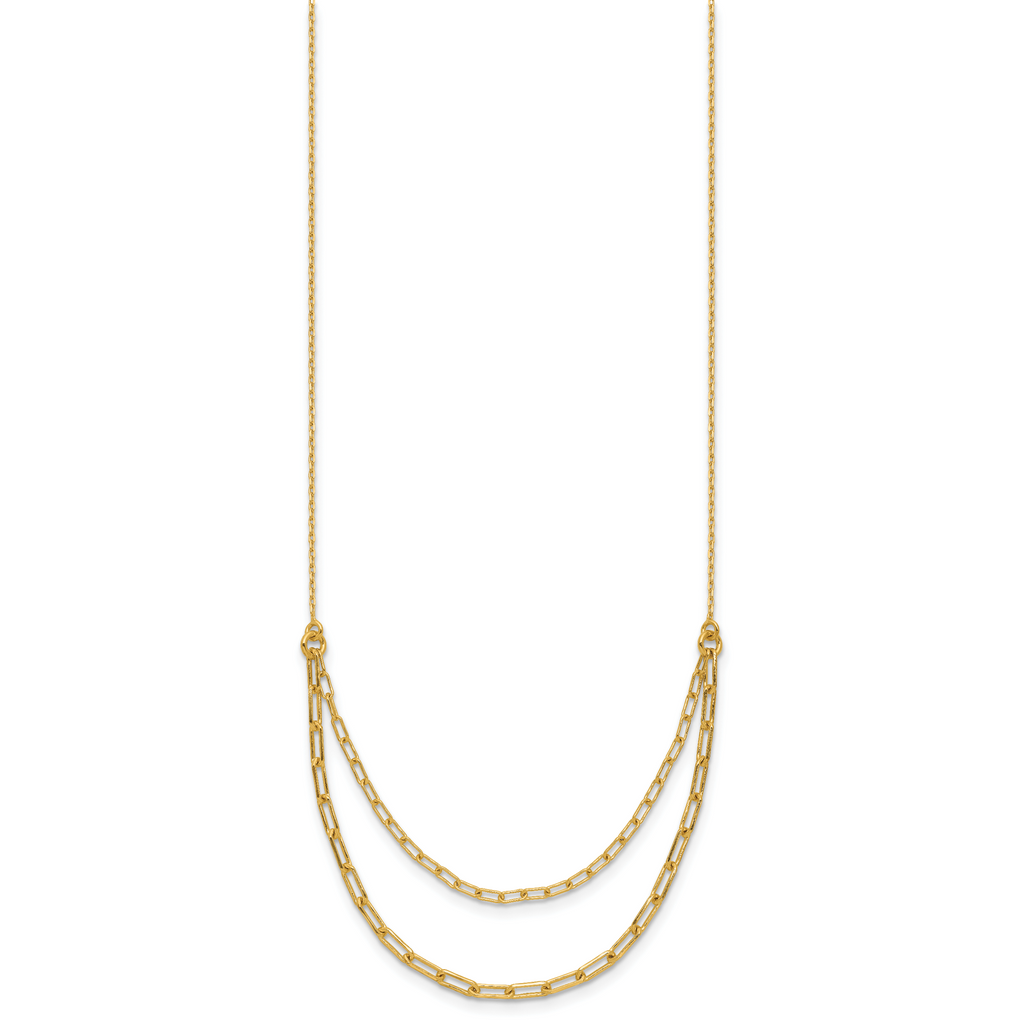 Sterling Silver Gold-plated Polished Multi-layer Link w/ 2in ext.