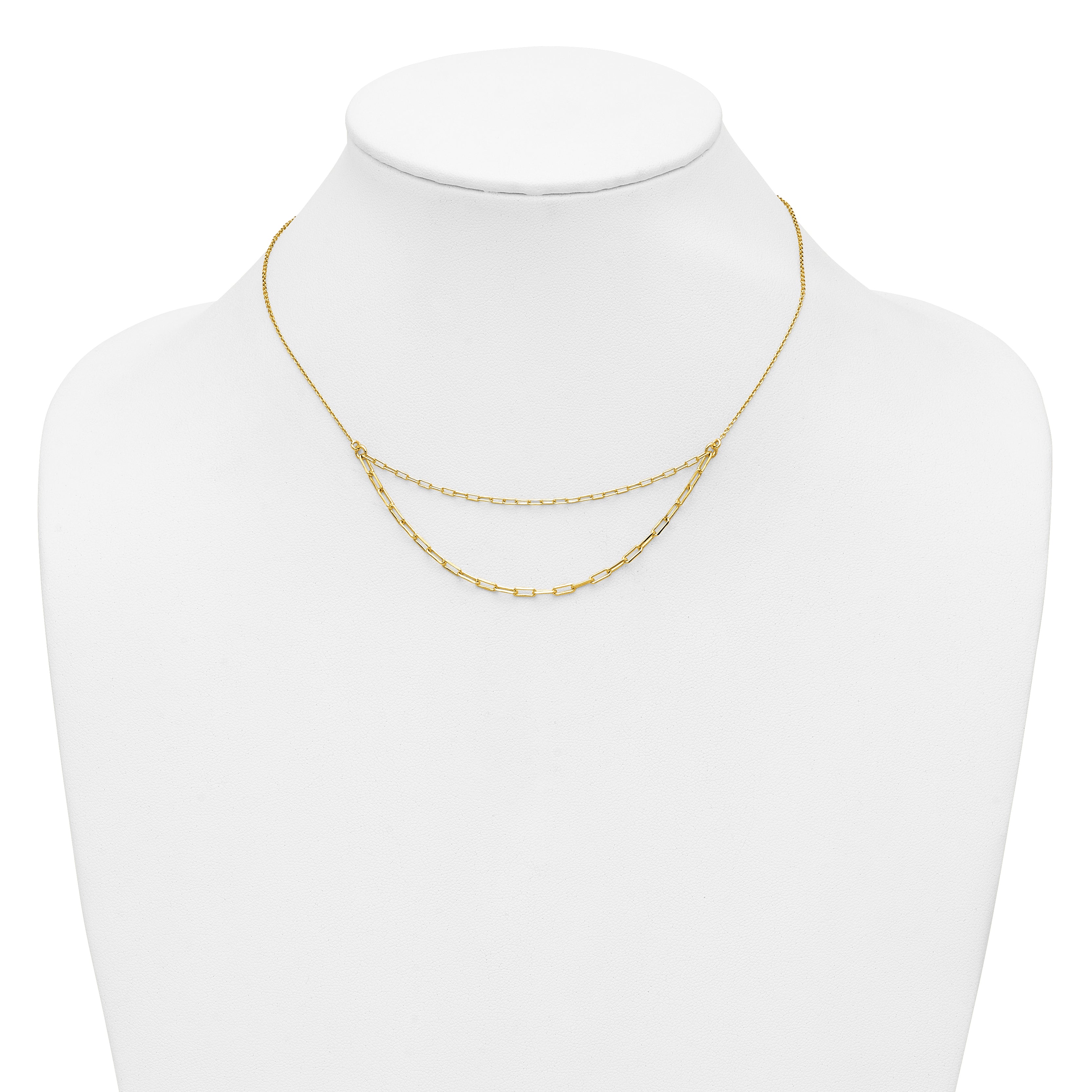 Sterling Silver Gold-plated Polished Multi-layer Link w/ 2in ext.
