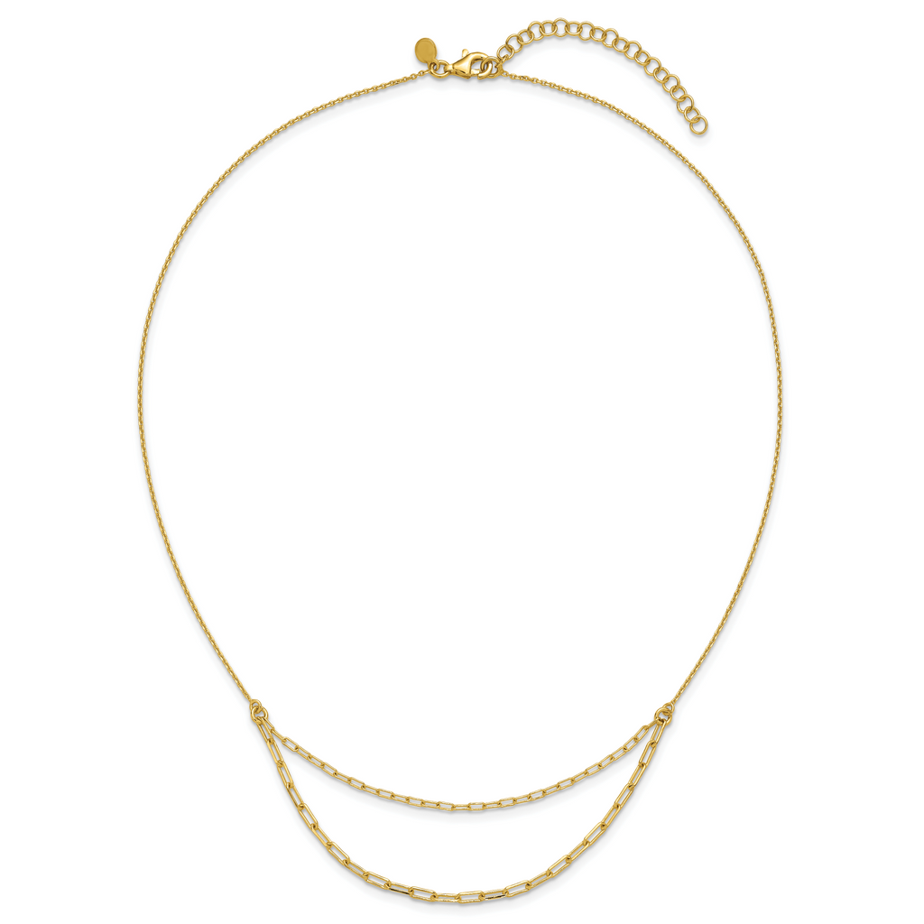 Sterling Silver Gold-plated Polished Multi-layer Link w/ 2in ext.