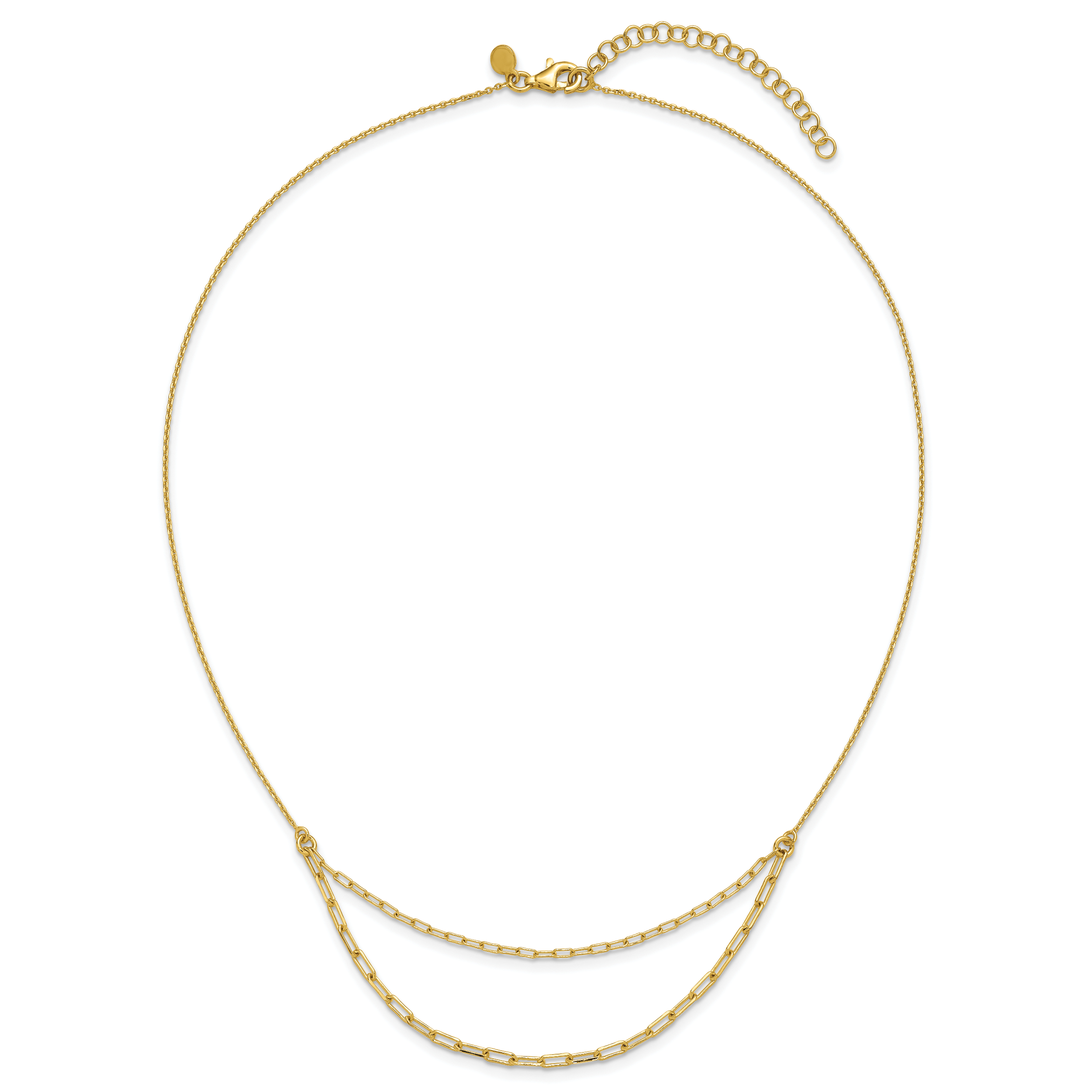 Sterling Silver Gold-plated Polished Multi-layer Link w/ 2in ext.