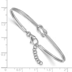 Sterling Silver RH-plated Polished Love Knot w/ 1in ext. Bangle