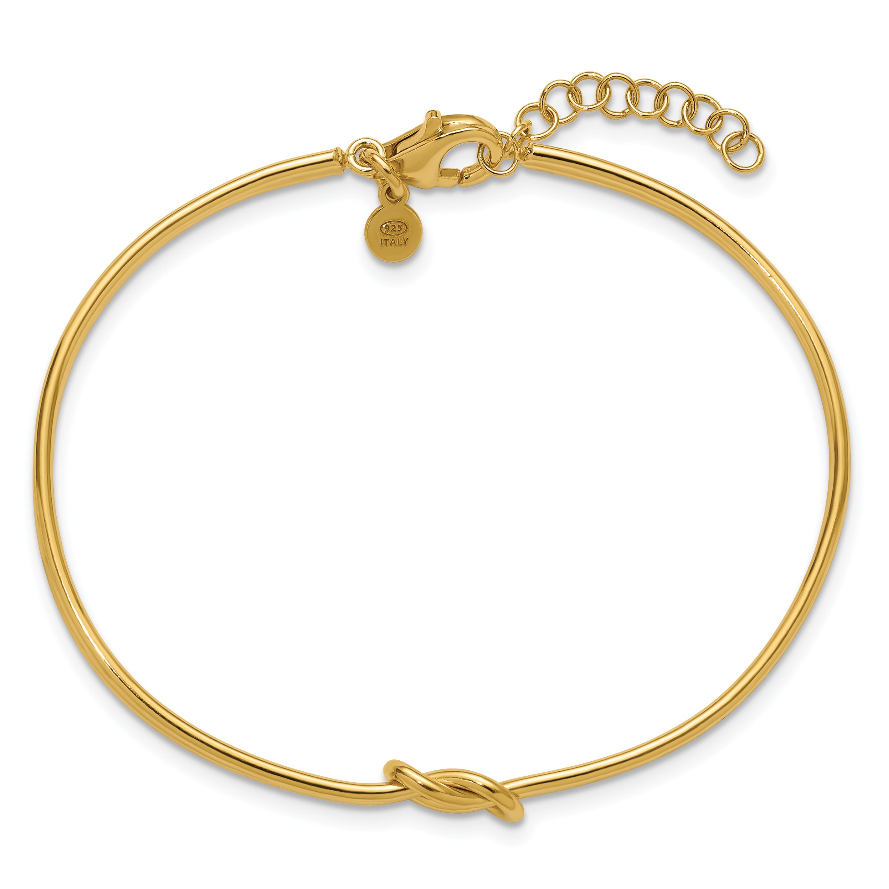 Sterling Silver Gold-plated Polished Love Knot w/ 1in ext. Bangle