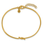 Sterling Silver Gold-plated Polished Love Knot w/ 1in ext. Bangle