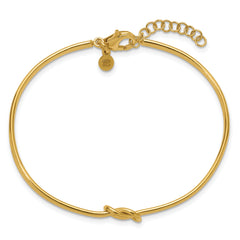 Sterling Silver Gold-plated Polished Love Knot w/ 1in ext. Bangle