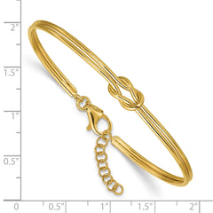 Sterling Silver Gold-plated Polished Love Knot w/ 1in ext. Bangle