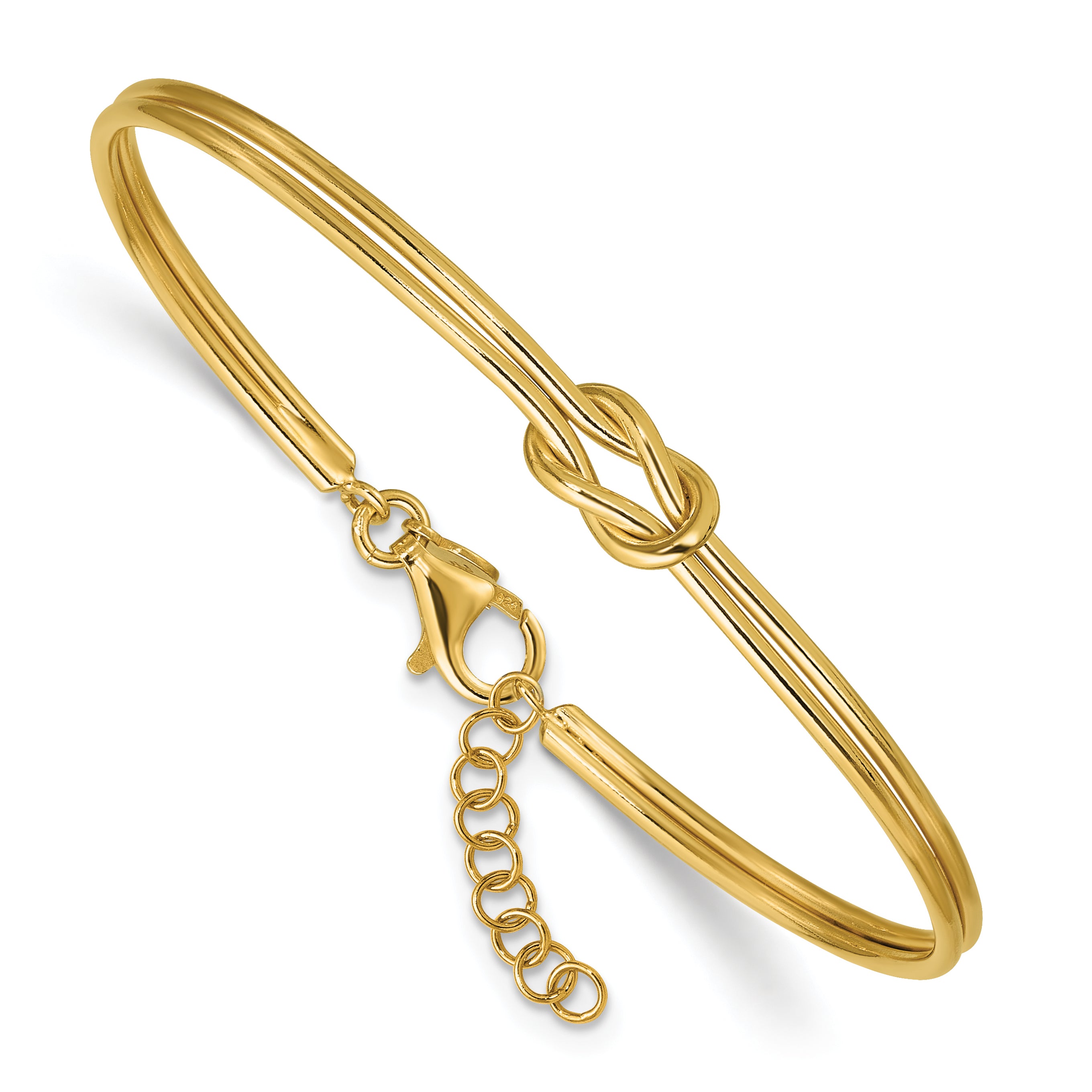 Sterling Silver Gold-plated Polished Love Knot w/ 1in ext. Bangle Main image