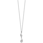 Sterling Silver RH-plated Polished Teardrop pendant w/ 2in ext. Ne
