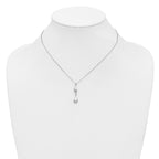 Sterling Silver RH-plated Polished Teardrop pendant w/ 2in ext. Ne