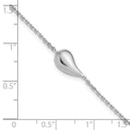 Sterling Silver RH-plated Polished Teardrop w/ 1in ext. Bracelet
