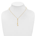 Sterling Silver Gold-tone Polished Teardrop Lariat w/ 2in ext. Nec