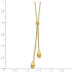 Sterling Silver Gold-tone Polished Teardrop Lariat w/ 2in ext. Nec