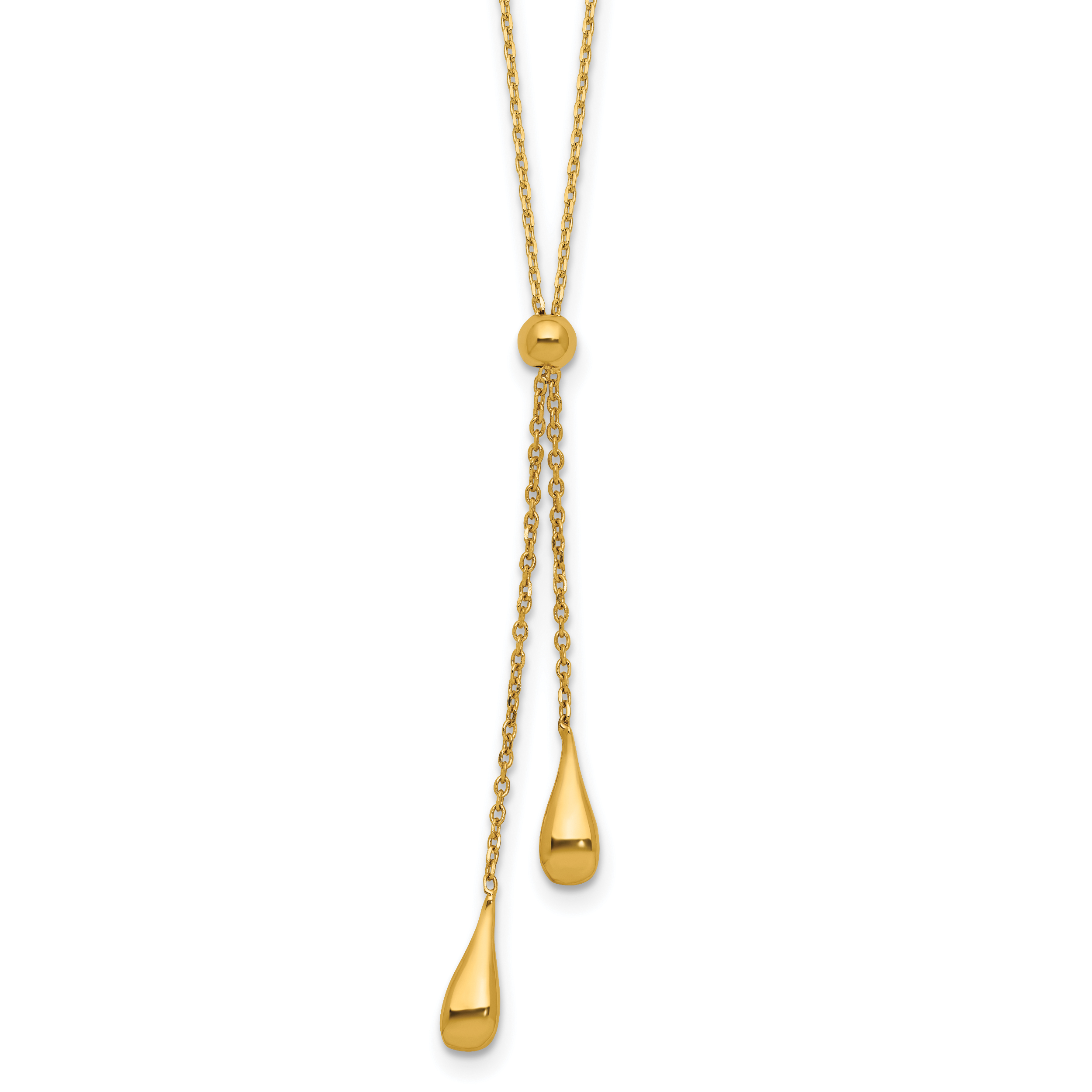 Sterling Silver Gold-tone Polished Teardrop Lariat w/ 2in ext. Nec Main image