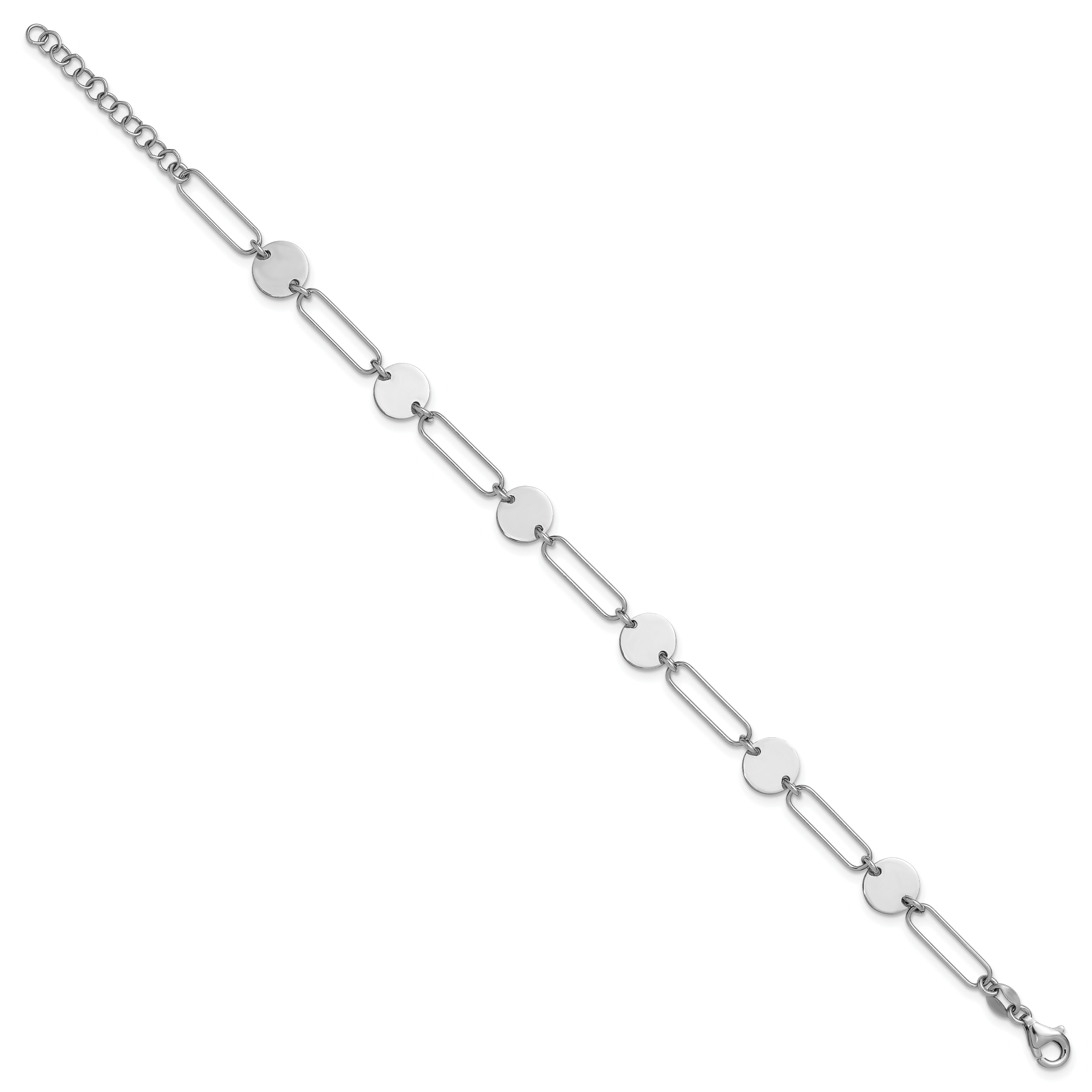 Sterling Silver RH-plated Polished Circle and Link w/ 1in ext. Bra Secondary image