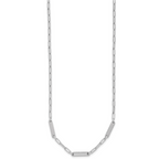 Sterling Silver RH-plated Polished Paperclip Bar w/ 2in ext. Neckl