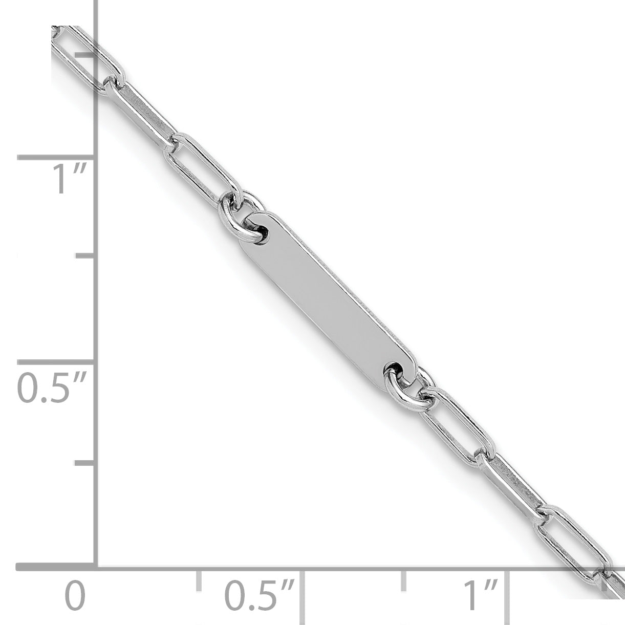 Sterling Silver RH-plated Polished Paperclip Bar w/ 1in ext. Brace