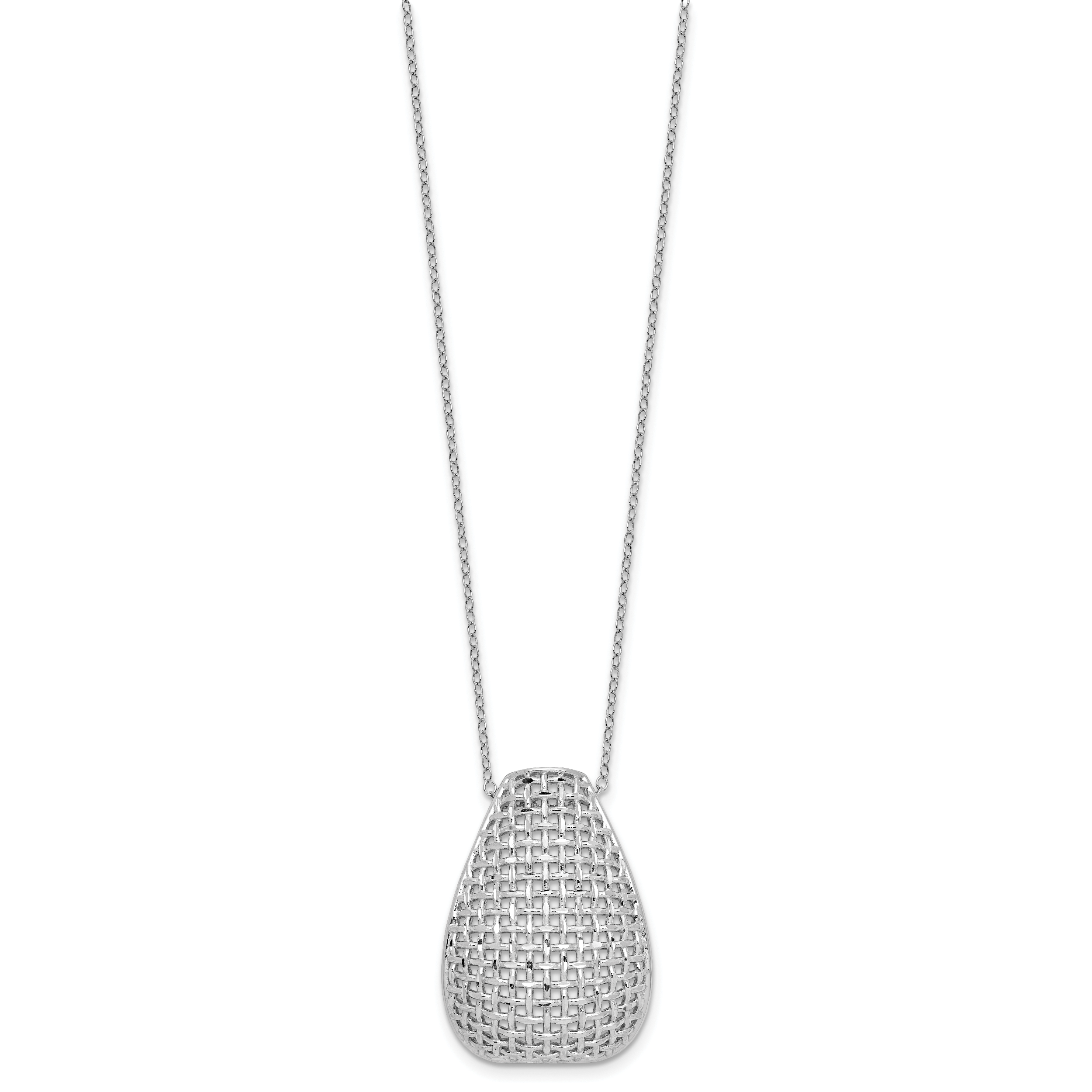 Sterling Silver RH-plated Polished Dia-cut Woven Pattern w/ 2in ex Secondary image