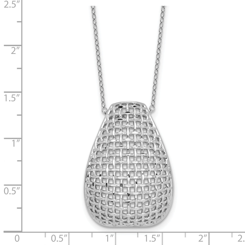 Sterling Silver RH-plated Polished Dia-cut Woven Pattern w/ 2in ex