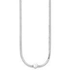 Sterling Silver RH-plated Polished Heart Herringbone w/ 2in ext. N