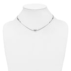 Sterling Silver RH-plated Polished Heart Herringbone w/ 2in ext. N